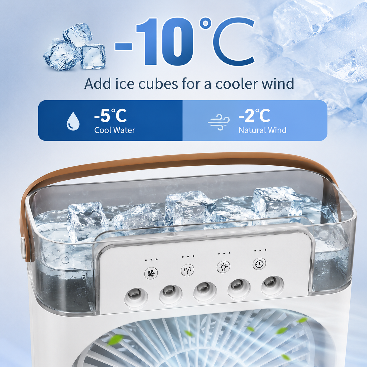 PolarEase ArcticFlow Lux — Smart Desktop Cooler with Clock &amp; LED